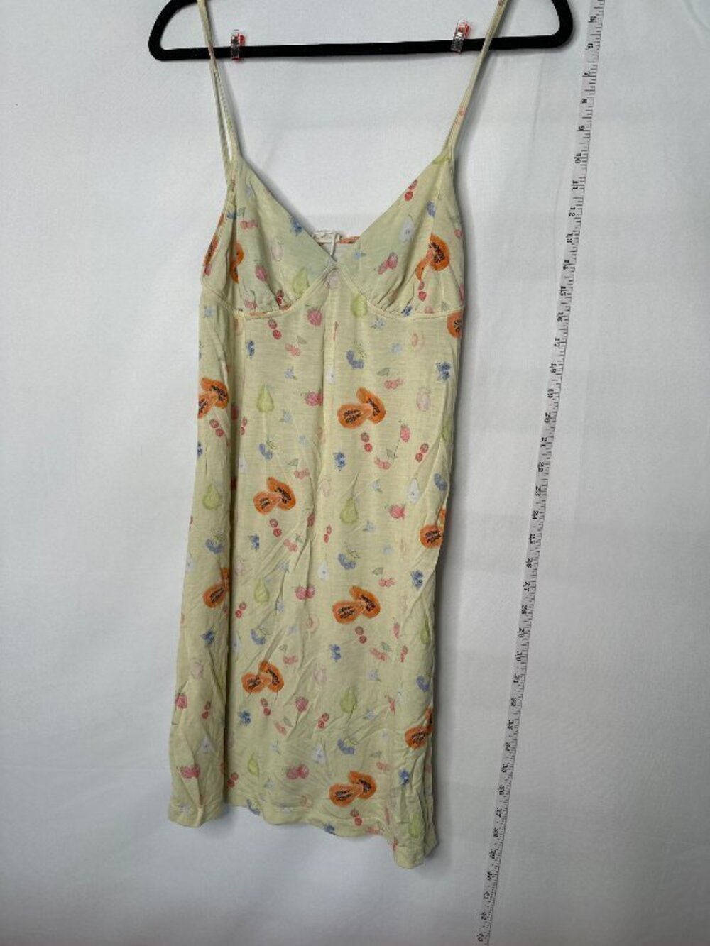 Djerf Avenue Fruit Print Slip Dress Women Yellow Orange Y2K Casual Loungewear